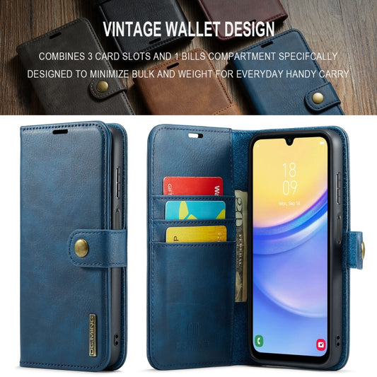 For Samsung Galaxy A15 5G / A15 4G DG.MING Crazy Horse Texture Detachable Magnetic Leather Case(Blue) by DG.MING