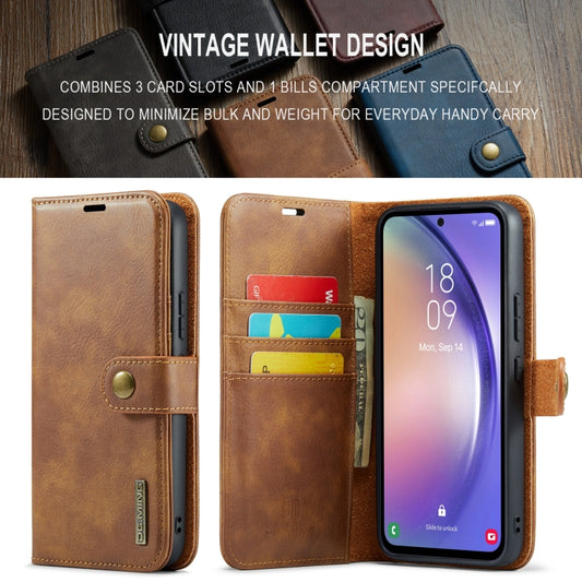 For Samsung Galaxy A35 5G DG.MING Crazy Horse Texture Detachable Magnetic Leather Case(Brown) by DG.MING