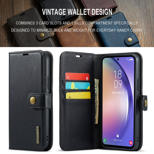For Samsung Galaxy A35 5G DG.MING Crazy Horse Texture Detachable Magnetic Leather Case(Black) by DG.MING