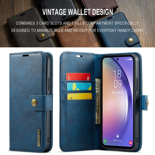 For Samsung Galaxy A35 5G DG.MING Crazy Horse Texture Detachable Magnetic Leather Case(Blue) by DG.MING