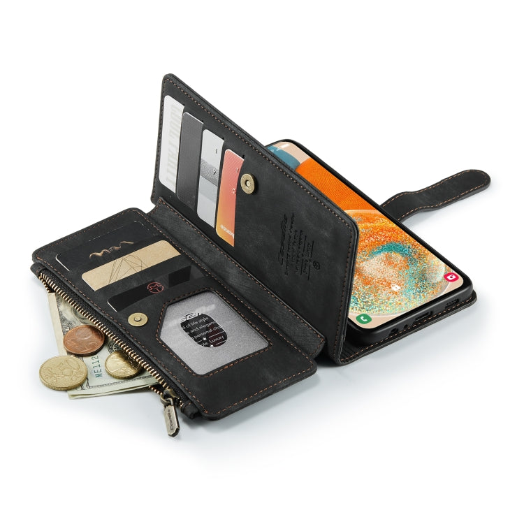 For Samsung Galaxy A23 CaseMe C30 Card Slots Zipper Wallet Leather Phone Case(Black) by CaseMe