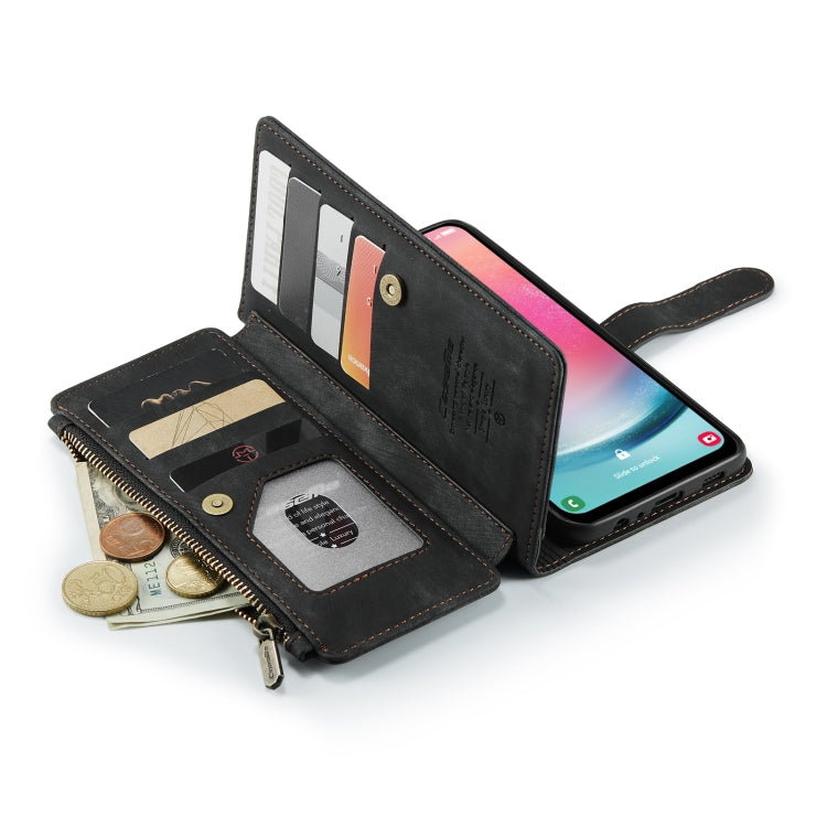 For Samsung Galaxy A24 4G CaseMe C30 Card Slots Zipper Wallet Leather Phone Case(Black) by CaseMe