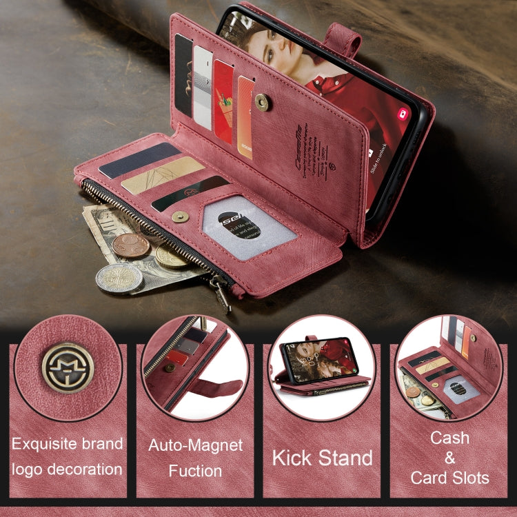 For Samsung Galaxy S23 FE CaseMe C30 Card Slots Zipper Wallet Leather Phone Case(Red) by CaseMe