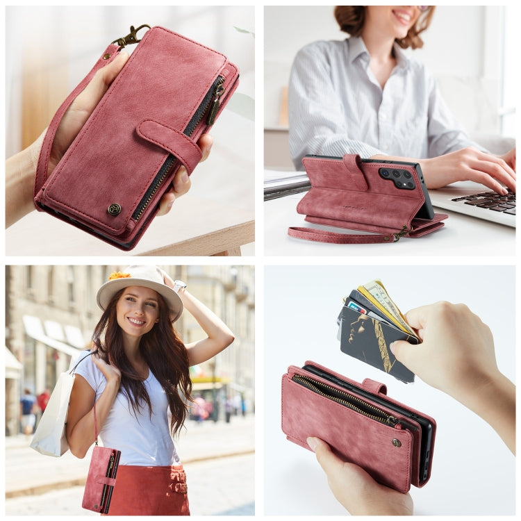 For Samsung Galaxy S24 Ultra 5G CaseMe C30 Card Slots Zipper Wallet Leather Phone Case(Red) by CaseMe