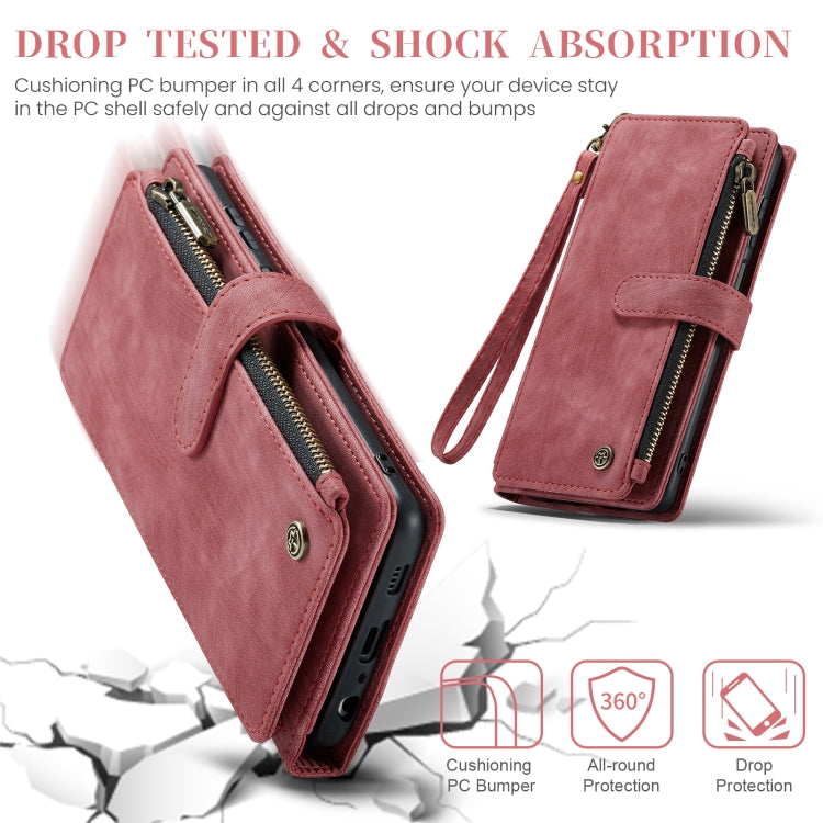 For Samsung Galaxy A25 4G CaseMe C30 Card Slots Zipper Wallet Leather Phone Case(Red) by CaseMe