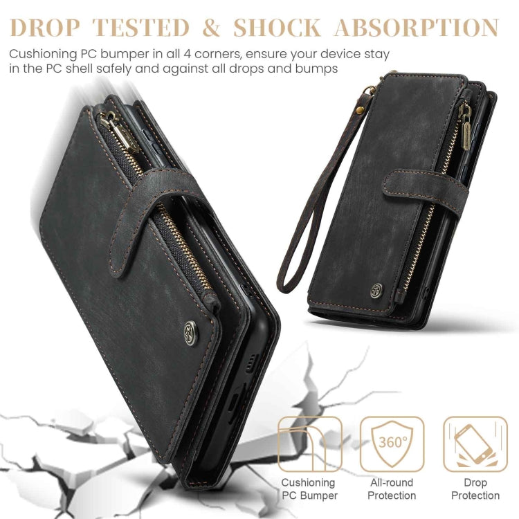 For Samsung Galaxy A55 5G CaseMe C30 Card Slots Zipper Wallet Leather Phone Case(Black) by CaseMe