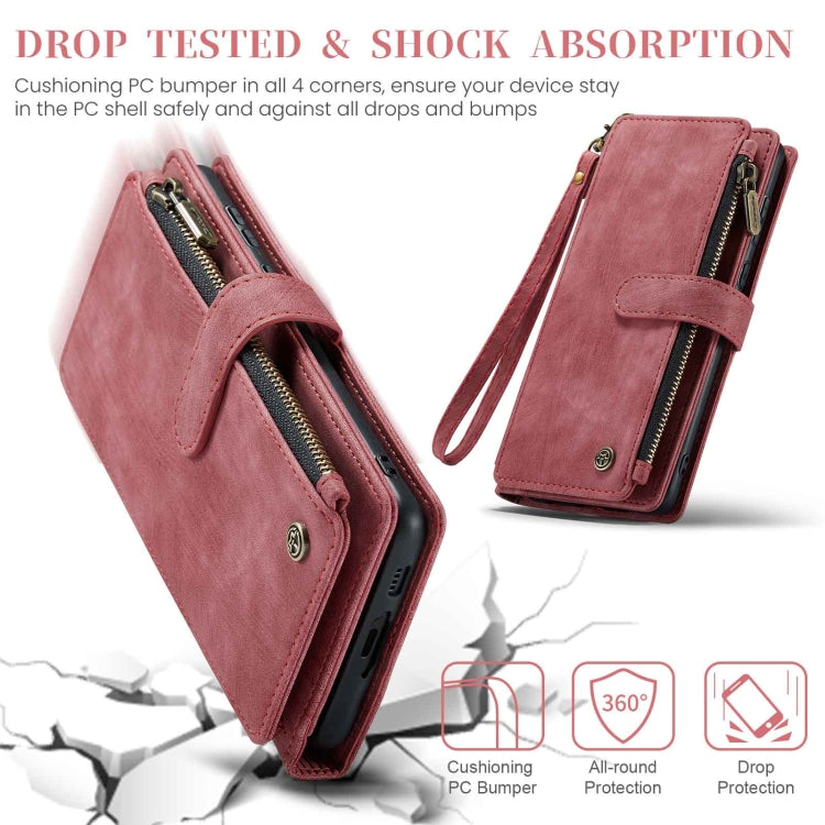 For Samsung Galaxy A55 5G CaseMe C30 Card Slots Zipper Wallet Leather Phone Case(Red) by CaseMe