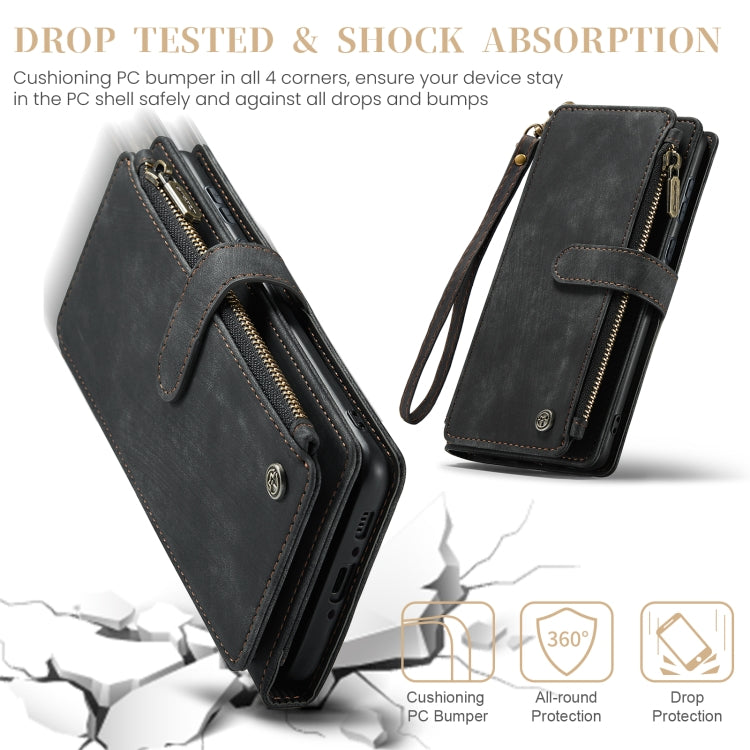 For Samsung Galaxy A35 5G CaseMe C30 Card Slots Zipper Wallet Leather Phone Case(Black) by CaseMe