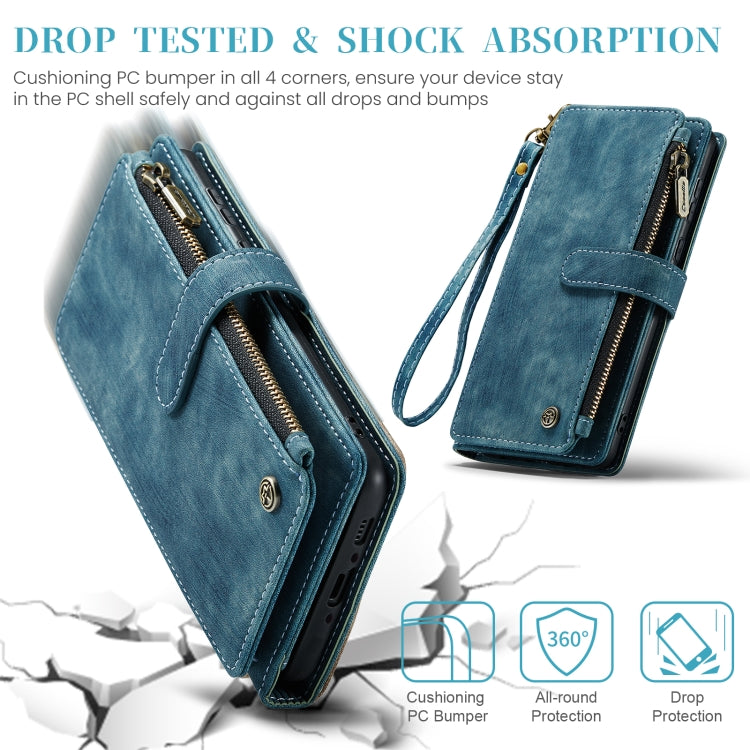 For Samsung Galaxy A35 5G CaseMe C30 Card Slots Zipper Wallet Leather Phone Case(Blue) by CaseMe