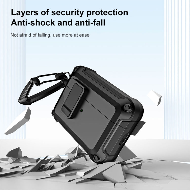 For AirPods Pro 2 TPU + PC Wireless Bluetooth Earphone Protective Case with Switch Lock & Hook(Black) by buy2fix