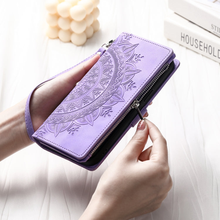 For Samsung Galaxy A71 5G Multi-Card Totem Zipper Leather Phone Case(Purple) by buy2fix
