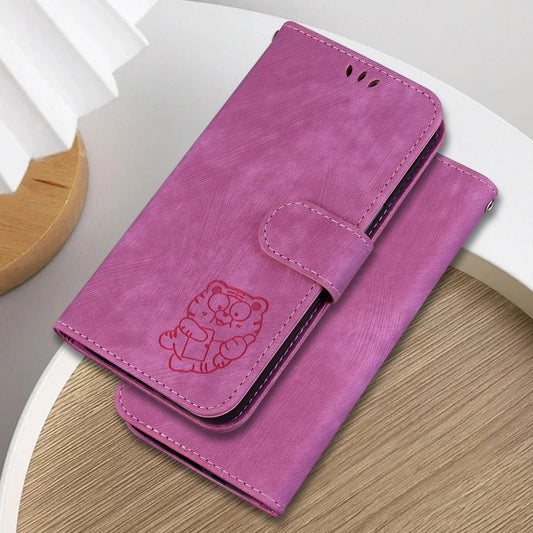 For Google Pixel 9 Pro Little Tiger Embossed Leather Phone Case(Rose Red) by buy2fix