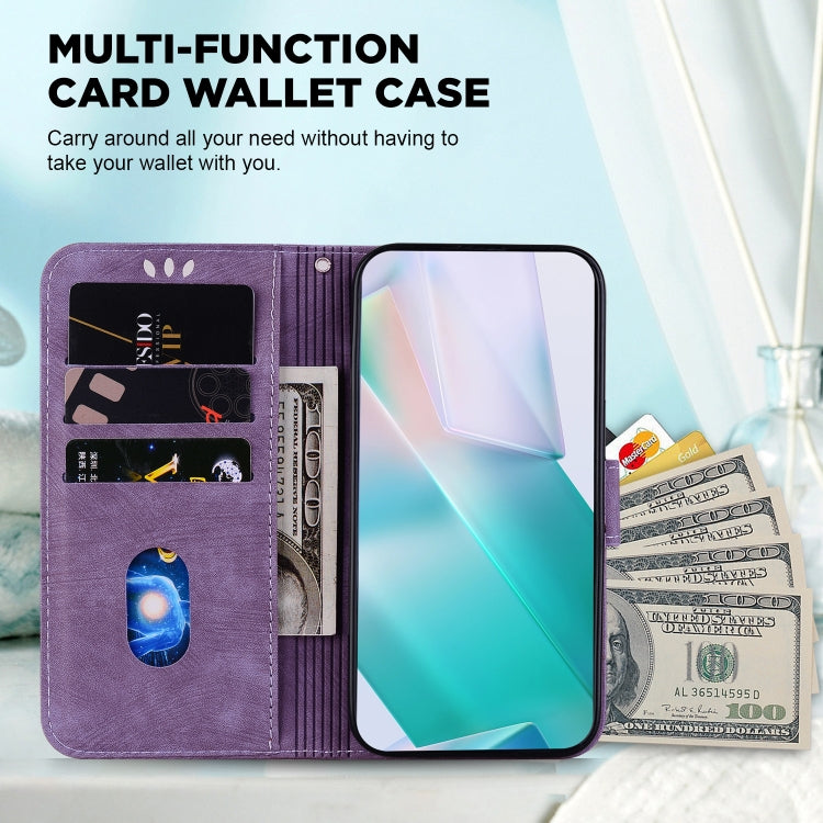 For Google Pixel 9 Little Tiger Embossed Leather Phone Case(Purple) by buy2fix