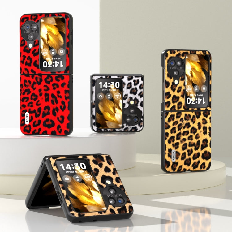For OPPO Find N3 Flip ABEEL Black Edge Leopard Phone Case(Leopard Print) by buy2fix
