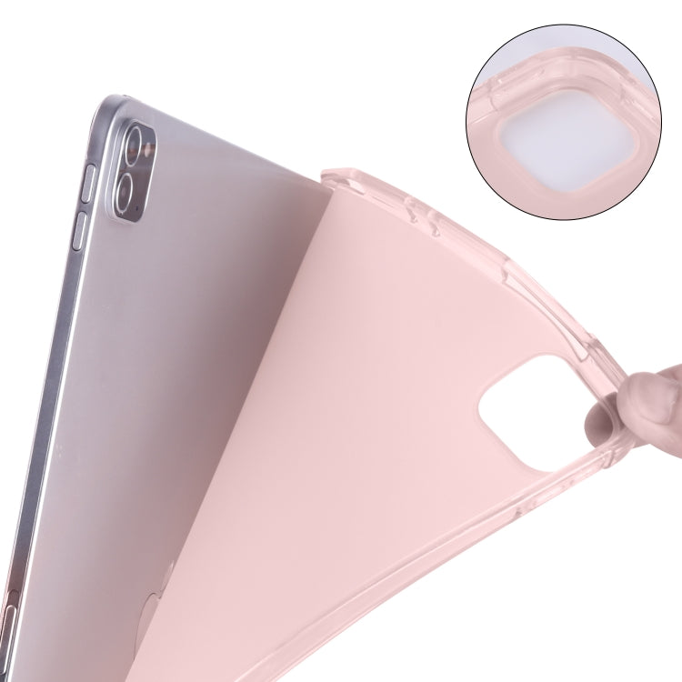 For iPad Air 13 2025 / 2024 / iPad Pro 12.9 (2020) / iPad Pro 12.9(2018) 3-folding Horizontal Flip PU Leather + Shockproof TPU Tablet Case with Holder & Pen Slot(Pink) by buy2fix
