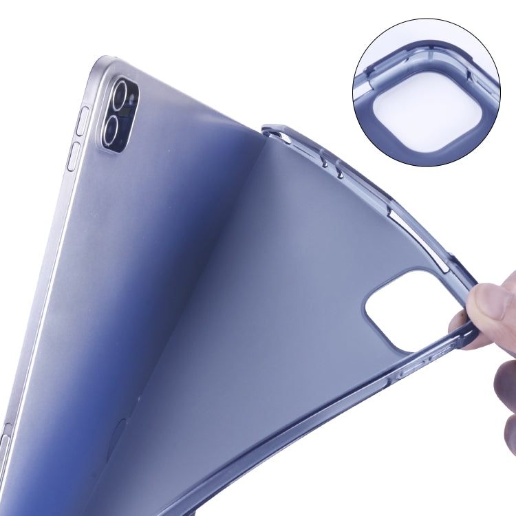 For iPad Air 13 2025 / 2024 / iPad Pro 12.9 (2020) / iPad Pro 12.9(2018) 3-folding Horizontal Flip PU Leather + Shockproof TPU Tablet Case with Holder & Pen Slot(Dark Blue) by buy2fix