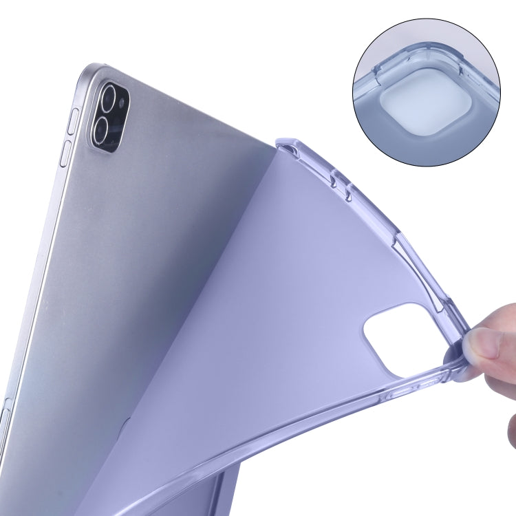 For iPad Air 13 2025 / 2024 / iPad Pro 12.9 (2020) / iPad Pro 12.9(2018) 3-folding Horizontal Flip PU Leather + Shockproof TPU Tablet Case with Holder & Pen Slot(Lavender Purple) by buy2fix