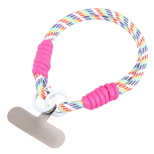 Dopamine Color Double Buckle Twist Rope Short Lanyard(Colorful Rose Red) - Lanyards & Wrist Straps by buy2fix | Online Shopping UK | buy2fix
