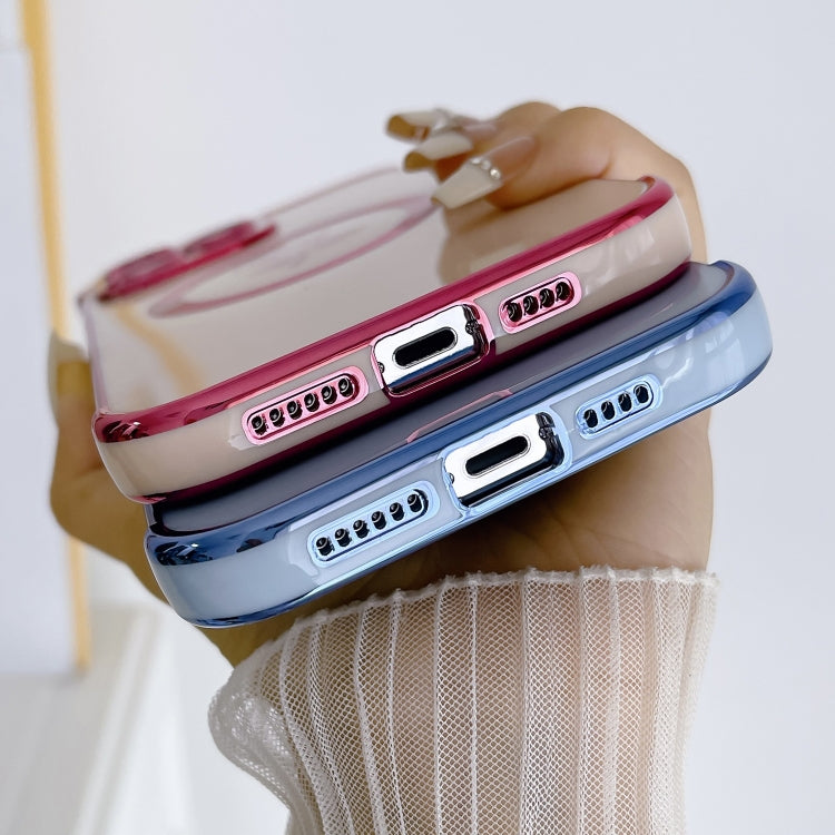 For iPhone 13 Electroplate Side Roses Flower MagSafe Phone Case(Blue) by buy2fix