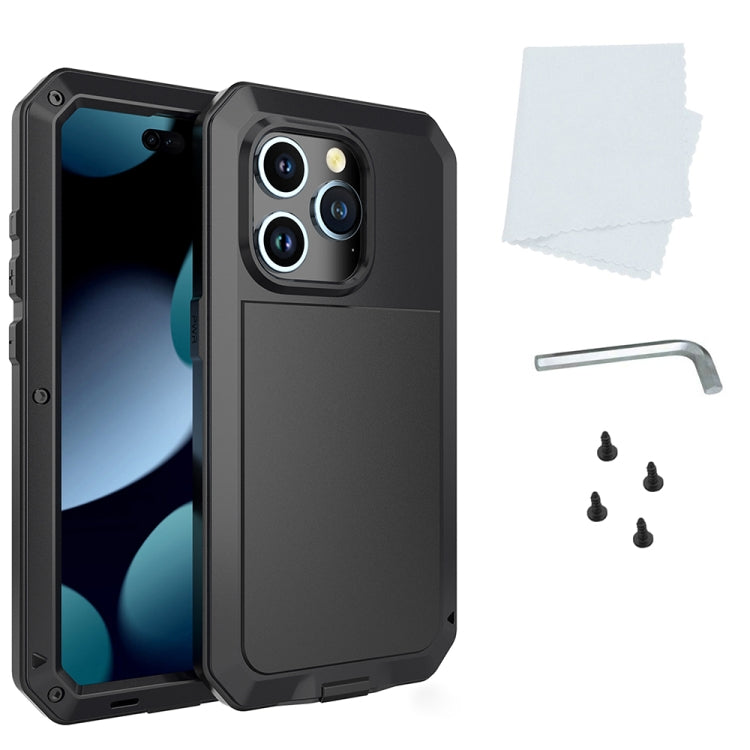 For iPhone 15 Pro Max Shockproof Life Waterproof Dust-proof Metal + Silicone Phone Case(Black) - iPhone 15 Pro Max Cases by buy2fix | Online Shopping UK | buy2fix