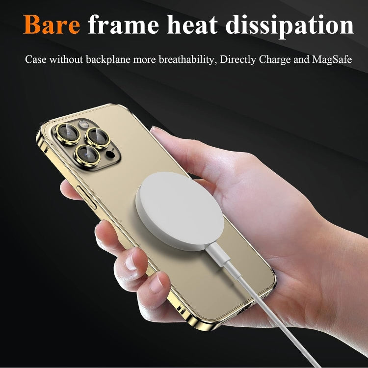 For iPhone 14 Pro Max 3 in 1 Ultra-thin Metal Frame + Lens + Film Phone Protection Set(Gold) - iPhone 14 Pro Max Cases by buy2fix | Online Shopping UK | buy2fix