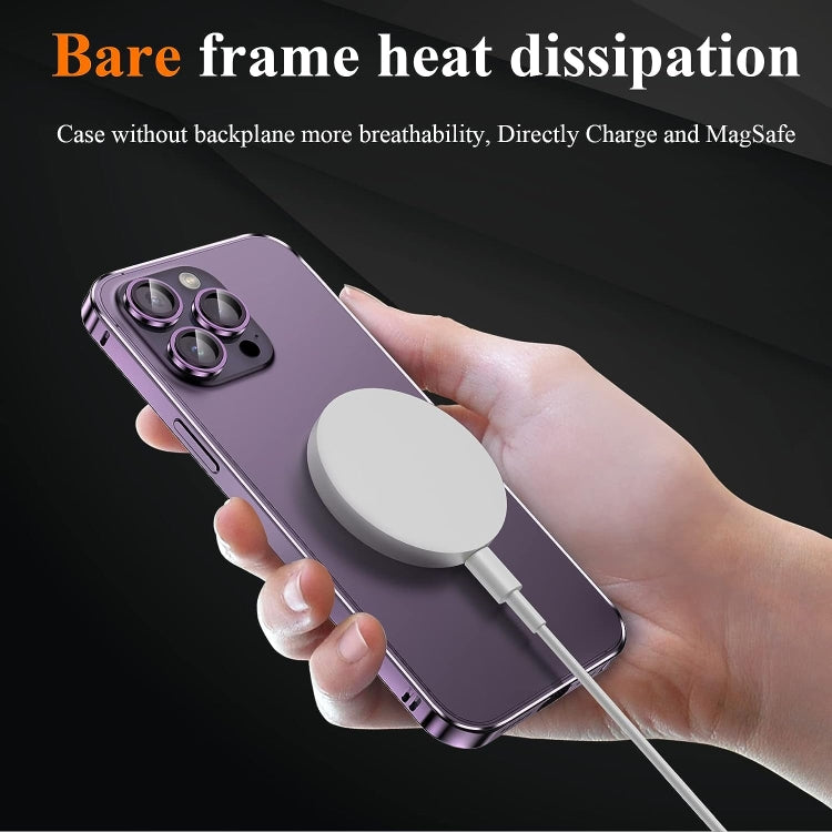 For iPhone 14 Pro 3 in 1 Ultra-thin Metal Frame + Lens + Film Phone Protection Set(Purple) - iPhone 14 Pro Cases by buy2fix | Online Shopping UK | buy2fix