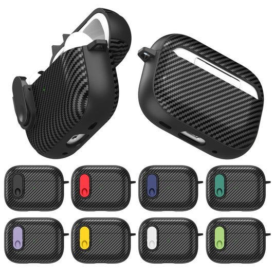 For AirPods Pro 2 Carbon Fiber Texture Wireless Earphones Case with Security Lock(Yellow) by buy2fix
