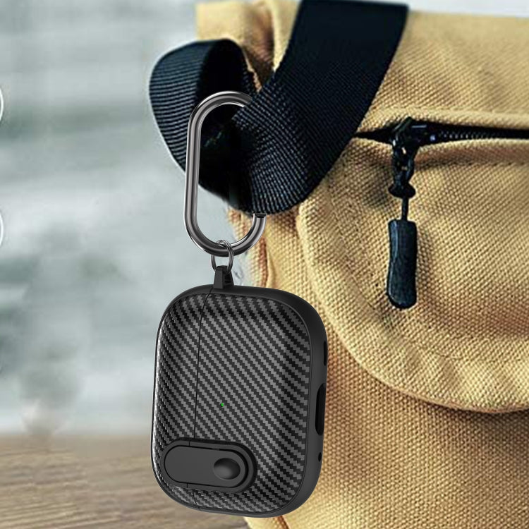 For AirPods 2 / 1 Carbon Fiber Texture Wireless Earphones Case with Security Lock(Purple) by buy2fix