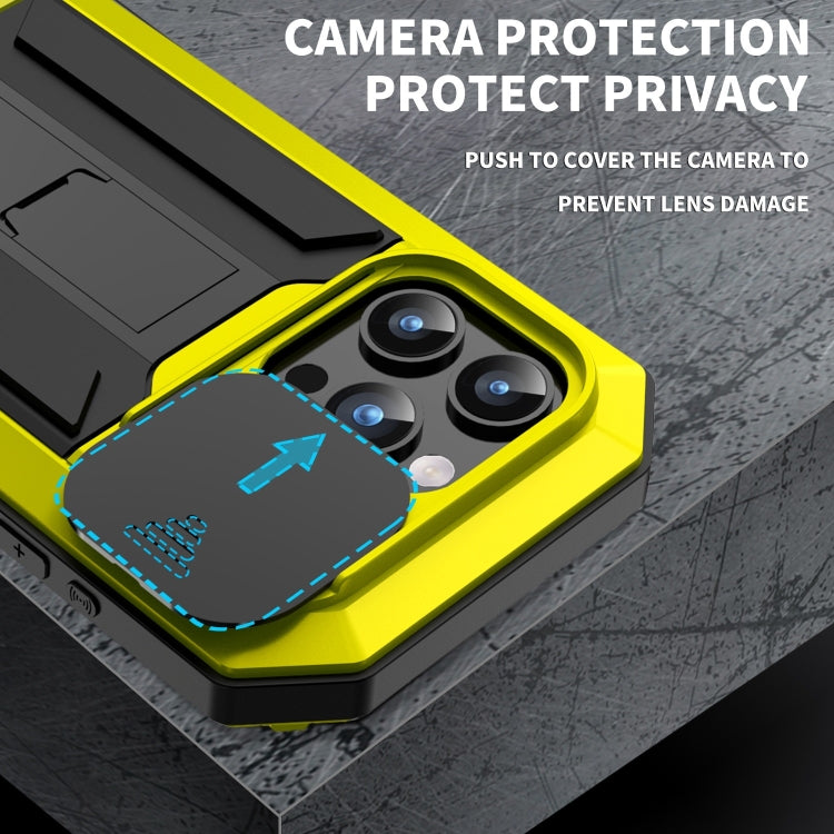 For iPhone 15 Pro Max R-JUST Sliding Camera IP54 Life Waterproof Holder Phone Case(Yellow) by R-JUST