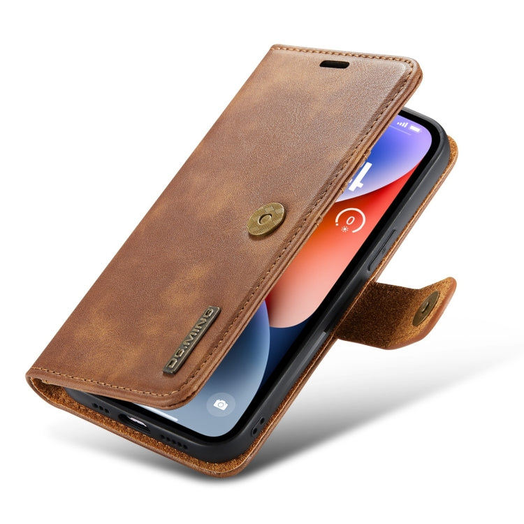 For iPhone 15 Plus DG.MING Crazy Horse Texture Detachable Magnetic Leather Phone Case(Brown) by DG.MING