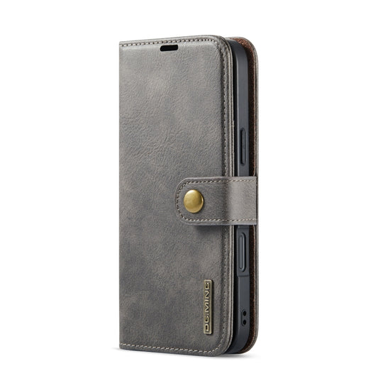 For iPhone 16 DG.MING Crazy Horse Texture Detachable Magnetic Leather Phone Case(Grey) by DG.MING