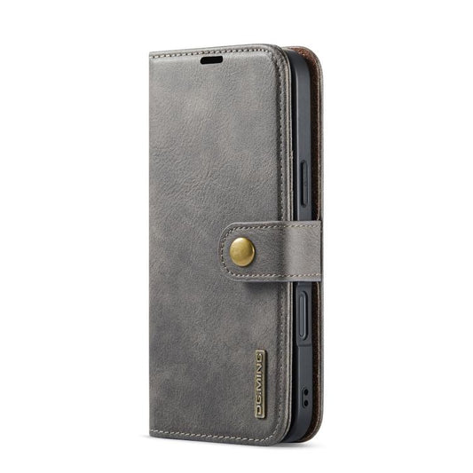 For iPhone 17 DG.MING Crazy Horse Texture Detachable Magnetic Leather Phone Case(Grey) - iPhone 17 Cases by DG.MING | Online Shopping UK | buy2fix