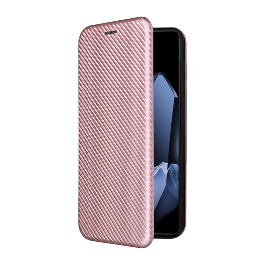 For OnePlus 13 Carbon Fiber Texture Flip Leather Phone Case(Pink) by buy2fix