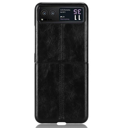 For Motorola Moto Razr 40 Cow Pattern Sewing Back Cover Phone Case(Black) by buy2fix