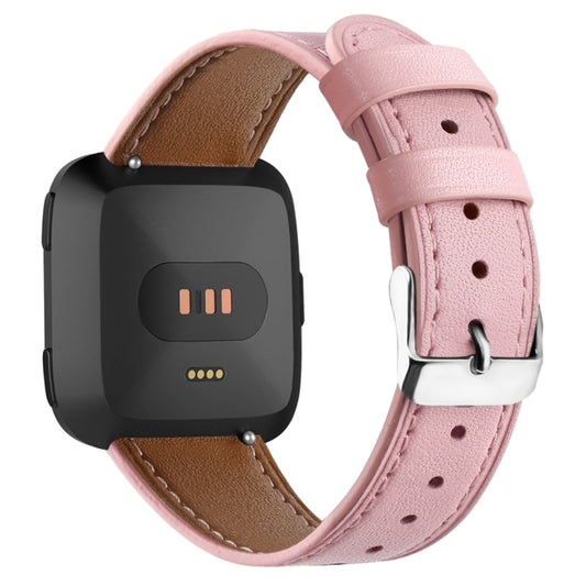 For Fitbit Versa 2 / Fitbit Versa / Fitbit Versa Lite Leather Watch Band with Round Tail Buckle(Pink) by buy2fix