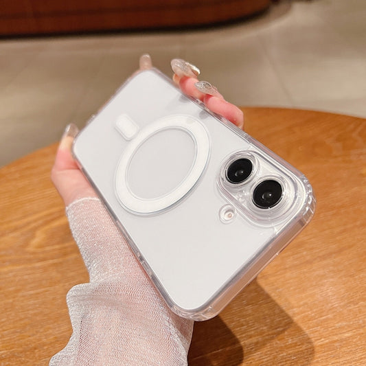 For iPhone 16 Fine Hole MagSafe Magnetic Clear Acrylic TPU Case(Transparent) by buy2fix
