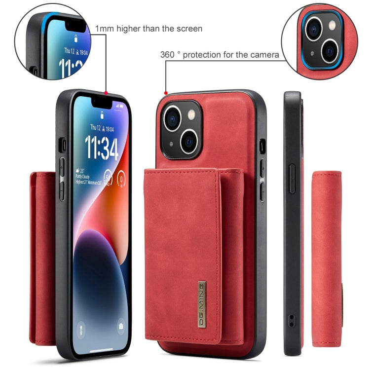 For iPhone 15 DG.MING M1 Series 3-Fold Multi Card Wallet Leather Phone Case(Red) by DG.MING
