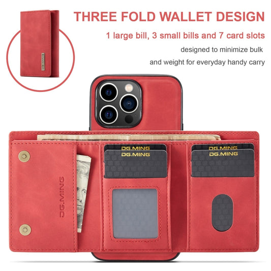For iPhone 15 Pro DG.MING M1 Series 3-Fold Multi Card Wallet Leather Phone Case(Red) by DG.MING