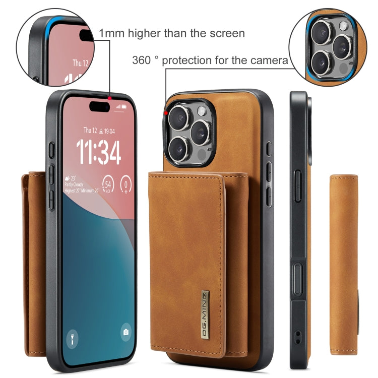 For iPhone 16 Pro Max DG.MING M1 Series 3-Fold Multi Card Wallet Leather Phone Case(Brown) by DG.MING