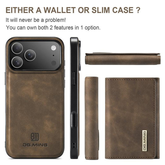 For iPhone 17 Pro Max DG.MING M1 Series 3-Fold Multi Card Wallet Leather Phone Case(Coffee) - iPhone 17 Pro Max Cases by DG.MING | Online Shopping UK | buy2fix