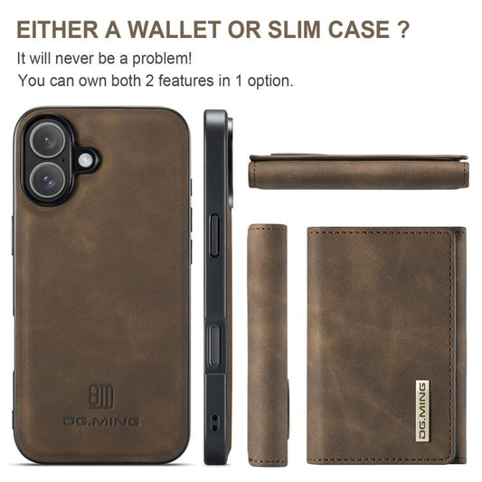 For iPhone 17 DG.MING M1 Series 3-Fold Multi Card Wallet Leather Phone Case(Coffee) - iPhone 17 Cases by DG.MING | Online Shopping UK | buy2fix
