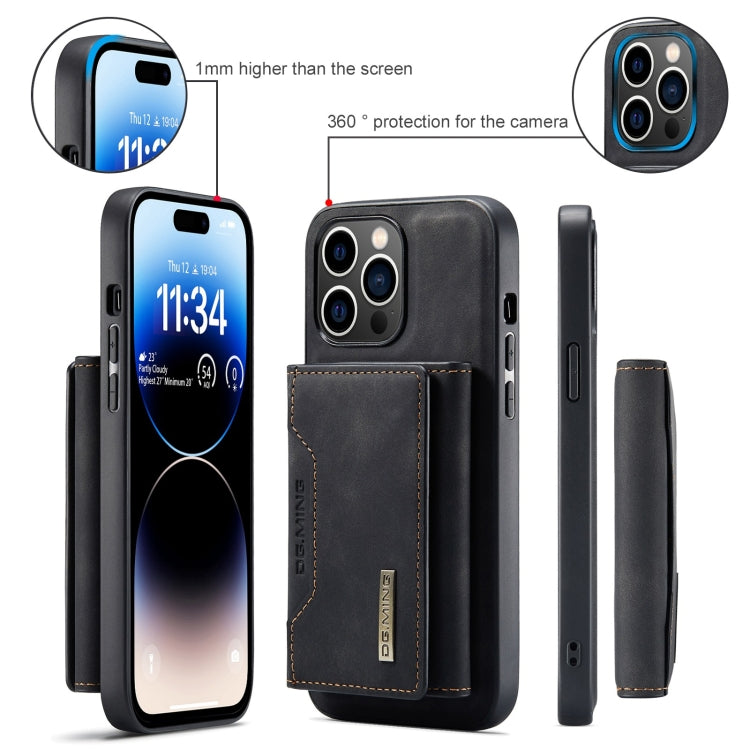 For iPhone 15 Pro DG.MING M2 Series 3-Fold Card Bag Wallet Leather Phone Case(Black) by DG.MING