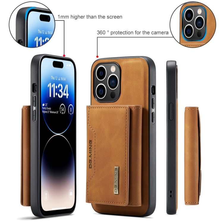 For iPhone 15 Pro Max DG.MING M2 Series 3-Fold Card Bag Wallet Leather Phone Case(Brown) by DG.MING