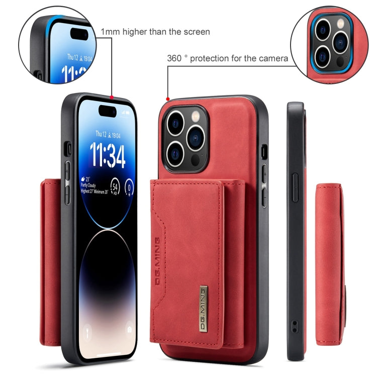 For iPhone 15 Pro Max DG.MING M2 Series 3-Fold Card Bag Wallet Leather Phone Case(Red) by DG.MING