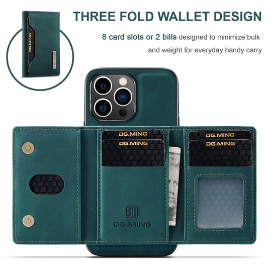 For iPhone 15 Pro Max DG.MING M2 Series 3-Fold Card Bag Wallet Leather Phone Case(Green) by DG.MING