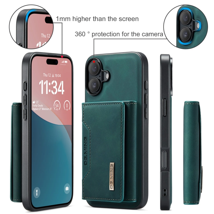 For iPhone 16 Plus DG.MING M2 Series 3-Fold Card Bag Wallet Leather Phone Case(Green) by DG.MING