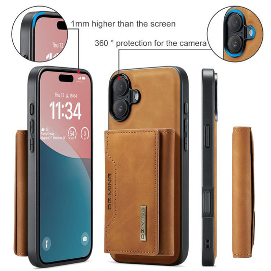 For iPhone 17 DG.MING M2 Series 3-Fold Card Bag Wallet Leather Phone Case(Brown) - iPhone 17 Cases by DG.MING | Online Shopping UK | buy2fix
