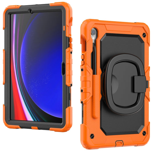 For Samsung Galaxy Tab S9 D Type Silicone Hybrid PC Tablet Case with Handle Holder(Orange) by buy2fix