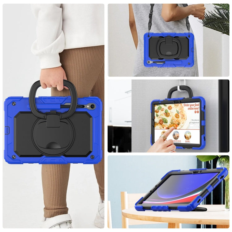 For Samsung Galaxy Tab S9 D Type Silicone Hybrid PC Tablet Case with Handle Holder(Blue) by buy2fix