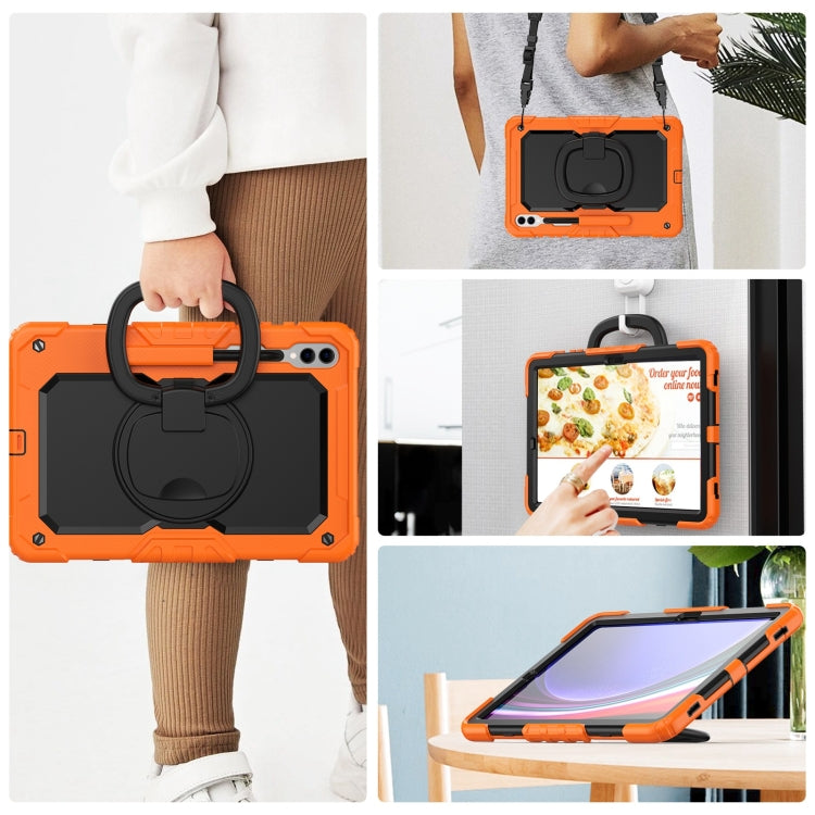 For Samsung Galaxy Tab S9+ / S10+ D Type Silicone Hybrid PC Tablet Case with Handle Holder(Orange) by buy2fix